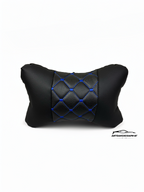 Възглавничка за комфорт и правилна стойка - Черна кожа със синя бродерия