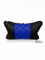 Възглавничка за комфорт и правилна стойка - Черна перфорирана и синя кожа с бродерия