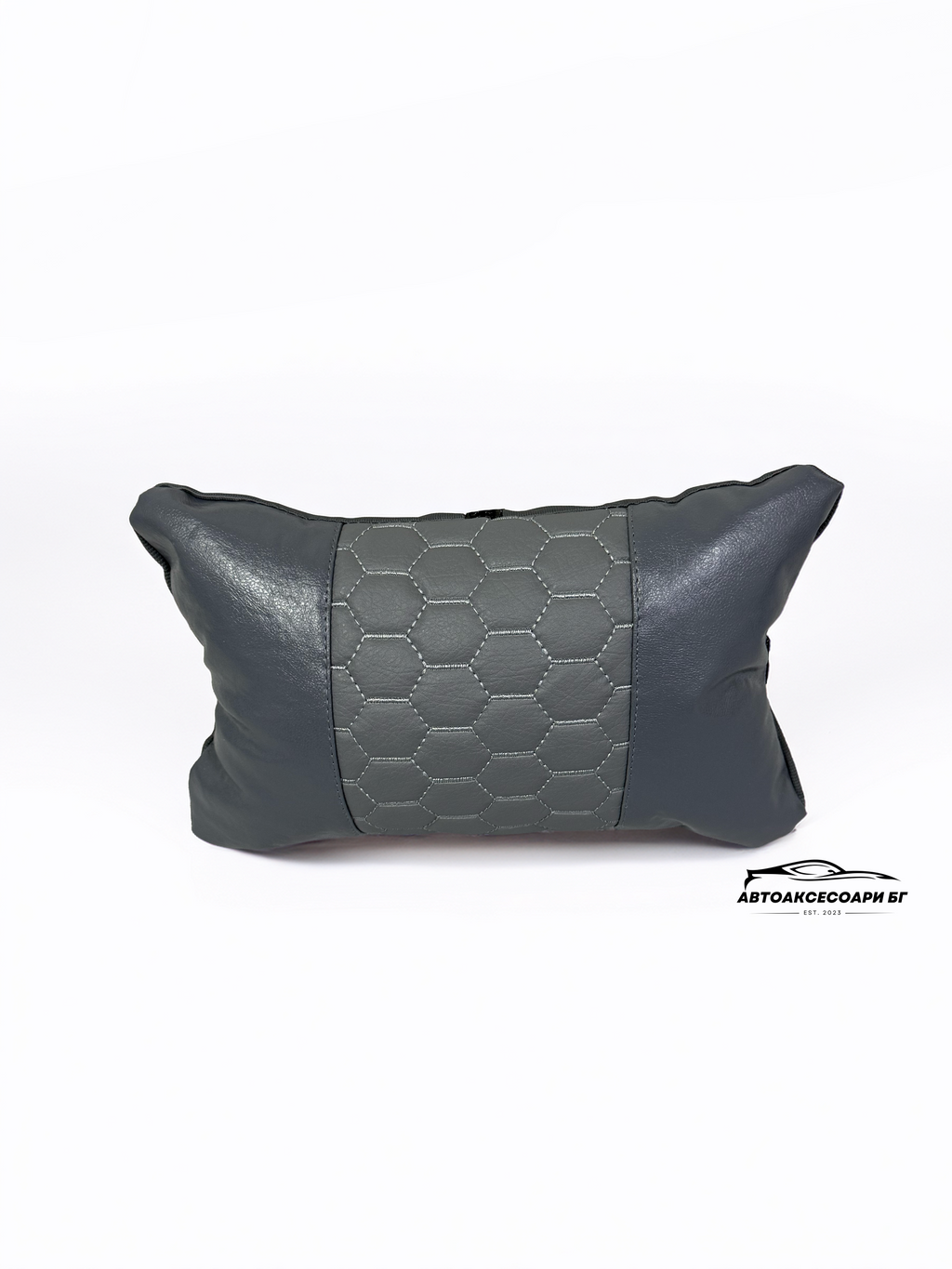 Възглавничка за комфорт и правилна стойка - Сива кожа с бродерия