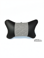 Възглавничка за комфорт и правилна стойка - Черна и сива кожа с бродерия