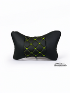 Възглавничка за комфорт и правилна стойка - Черна кожа с жълта бродерия