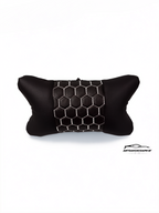 Възглавничка за комфорт и правилна стойка - Черна кожа с бяла бродерия тип пчелна пита