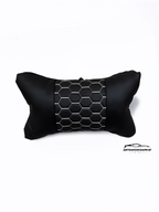 Възглавничка за комфорт и правилна стойка - Черна кожа с бяла бродерия