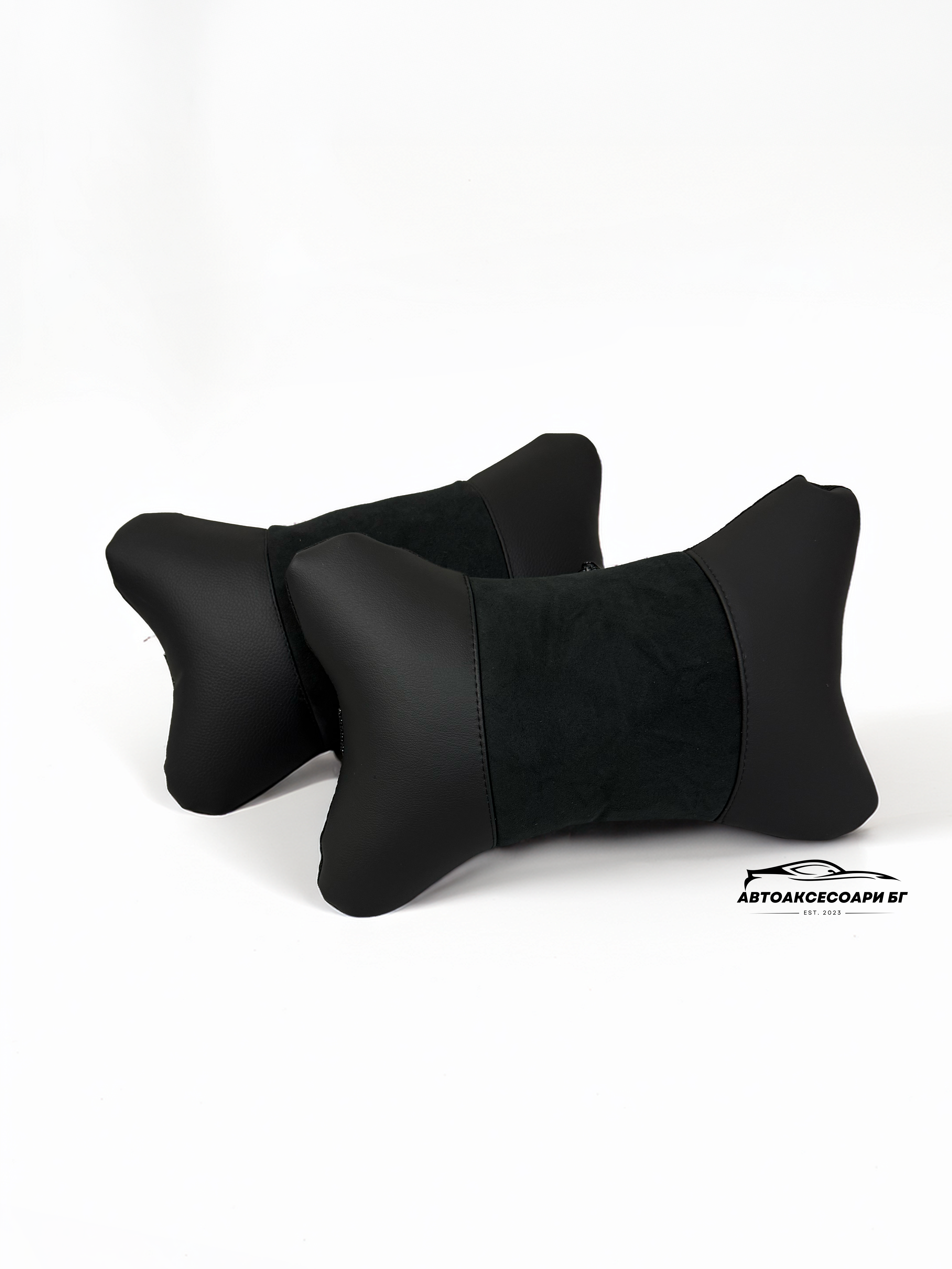 Възглавничка за комфорт и правилна стойка - Черна кожа с алкантара