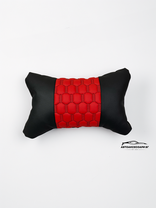 Възглавничка за комфорт и правилна стойка - Червена и черна кожа с бродерия