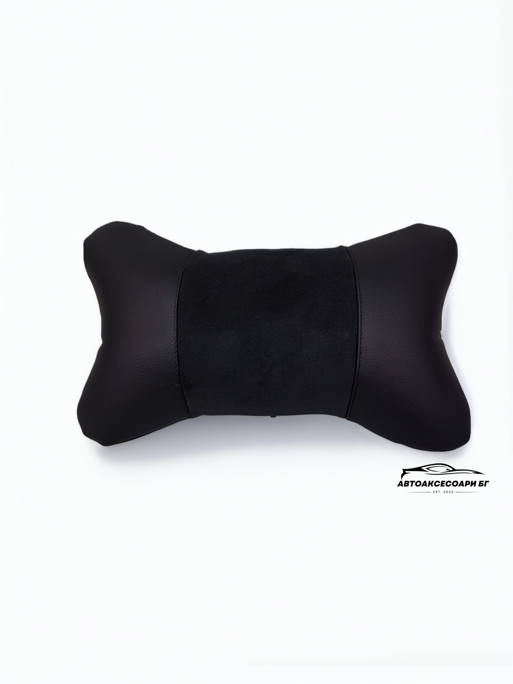 Възглавничка за комфорт и правилна стойка - Черна кожа с алкантара