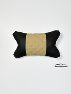 Възглавничка за комфорт и правилна стойка - Черна и бежова кожа с двойна бродерия