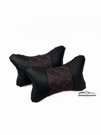 Възглавничка за комфорт и правилна стойка - Черна кожа с червена бродерия