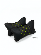 Възглавничка за комфорт и правилна стойка - Черна кожа с жълта бродерия