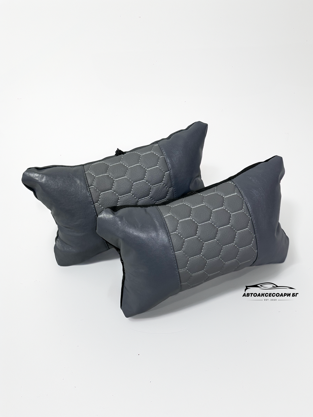 Възглавничка за комфорт и правилна стойка - Сива кожа с бродерия