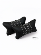 Възглавничка за комфорт и правилна стойка - Черна кожа с бяла бродерия