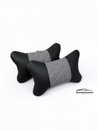 Възглавничка за комфорт и правилна стойка - Черна и сива кожа с бродерия