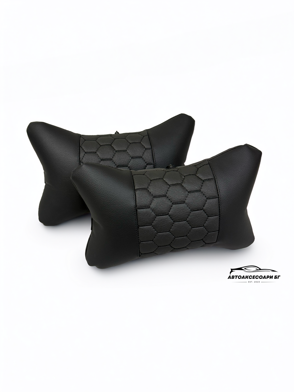 Възглавничка за комфорт и правилна стойка - Черна кожа с бродерия