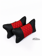 Възглавничка за комфорт и правилна стойка - Червена и черна кожа с бродерия