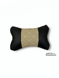 Възглавничка за комфорт и правилна стойка - Черна и бежова кожа с единична бродерия