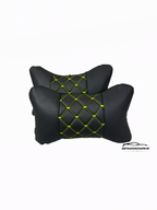 Възглавничка за комфорт и правилна стойка - Черна кожа с жълта бродерия