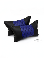 Възглавничка за комфорт и правилна стойка - Черна и синя кожа с бродерия