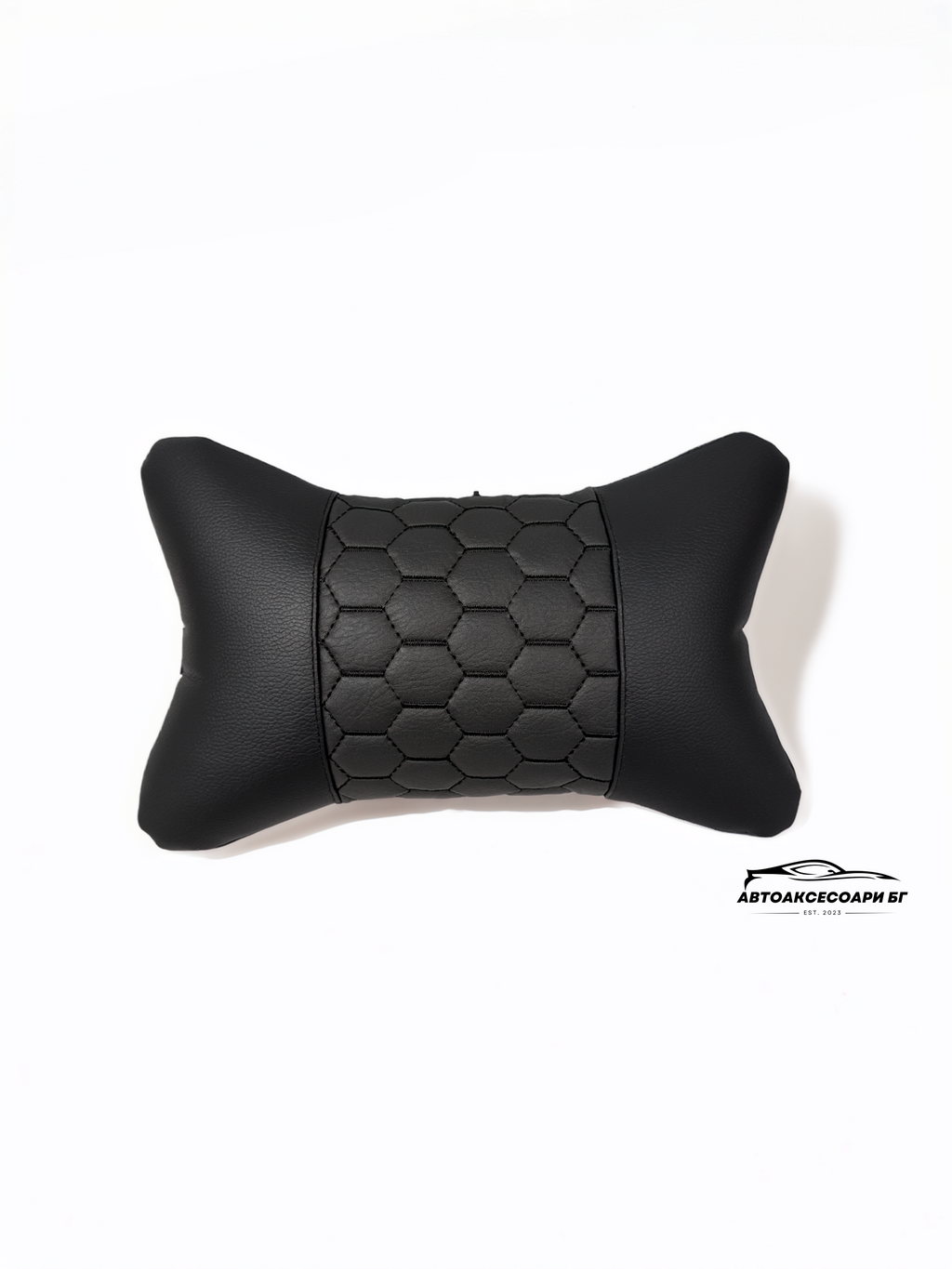 Възглавничка за комфорт и правилна стойка - Черна кожа с бродерия