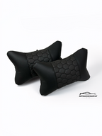 Възглавничка за комфорт и правилна стойка - Черна кожа с бродерия