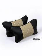 Възглавничка за комфорт и правилна стойка - Черна и бежова кожа с единична бродерия