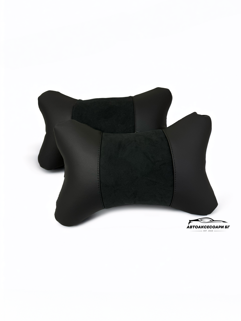 Възглавничка за комфорт и правилна стойка - Черна кожа с алкантара